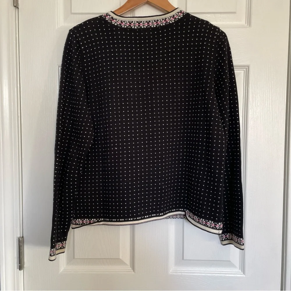Victoria Jones‎ Women’s Christmas Black Cardigan Sweater Beaded Sequin size XL